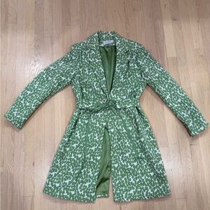 Vintage Nine West Blazer Car Coat Size M green white floral